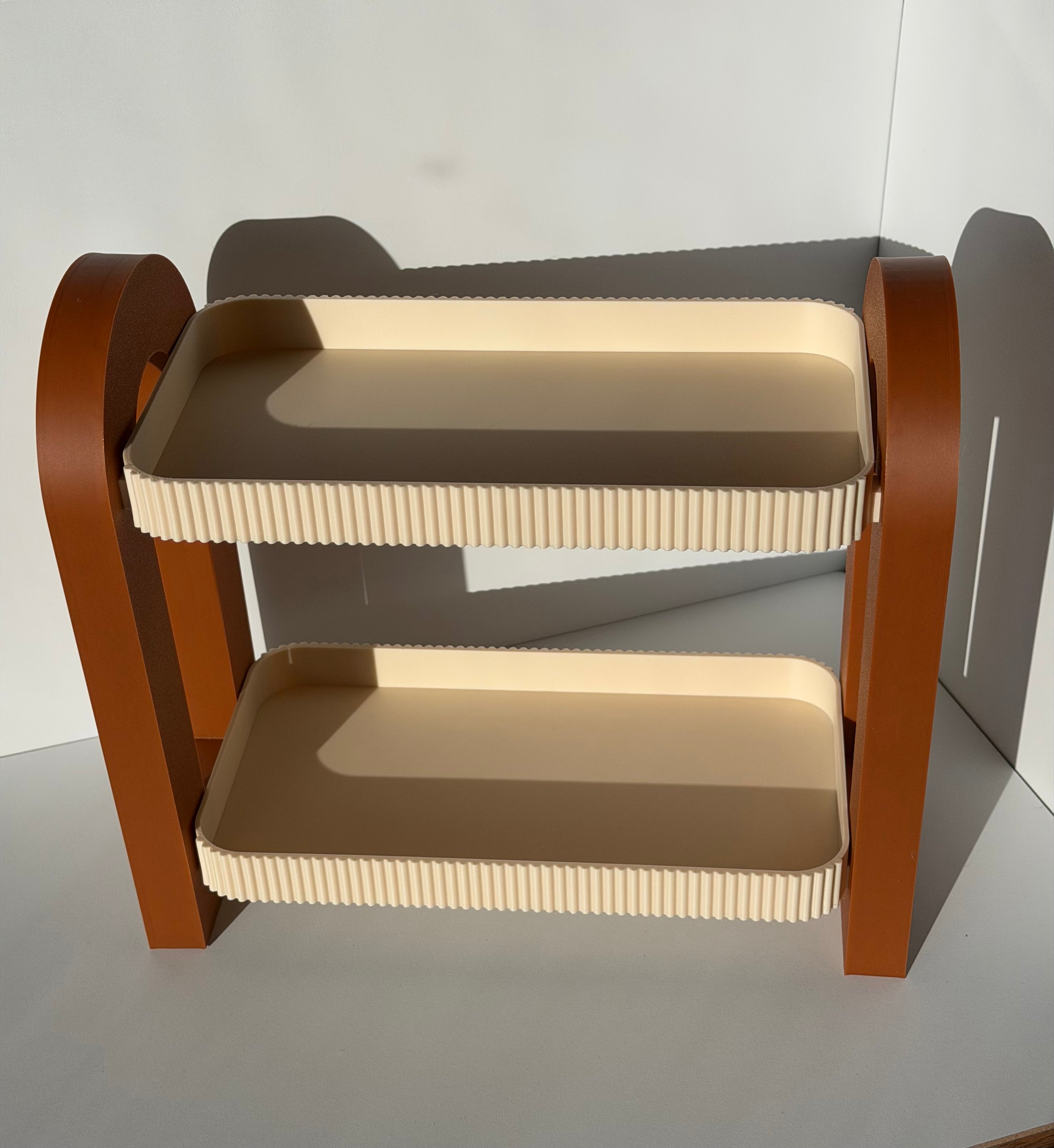 Modern Two-Tier Organizer Tray – Beige & Brown