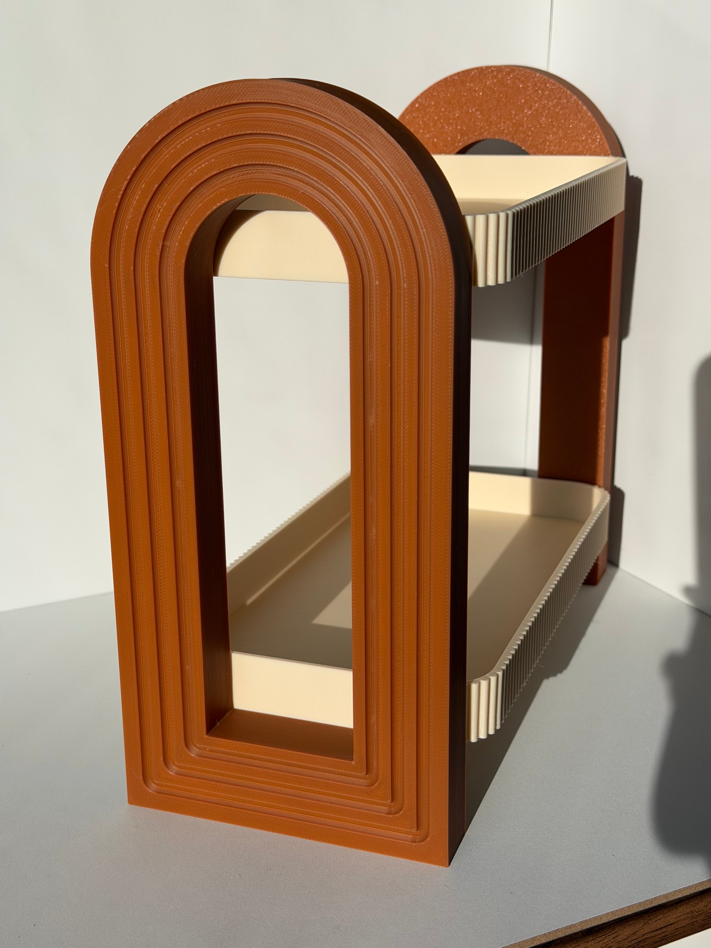 Modern Two-Tier Organizer Tray – Beige & Brown