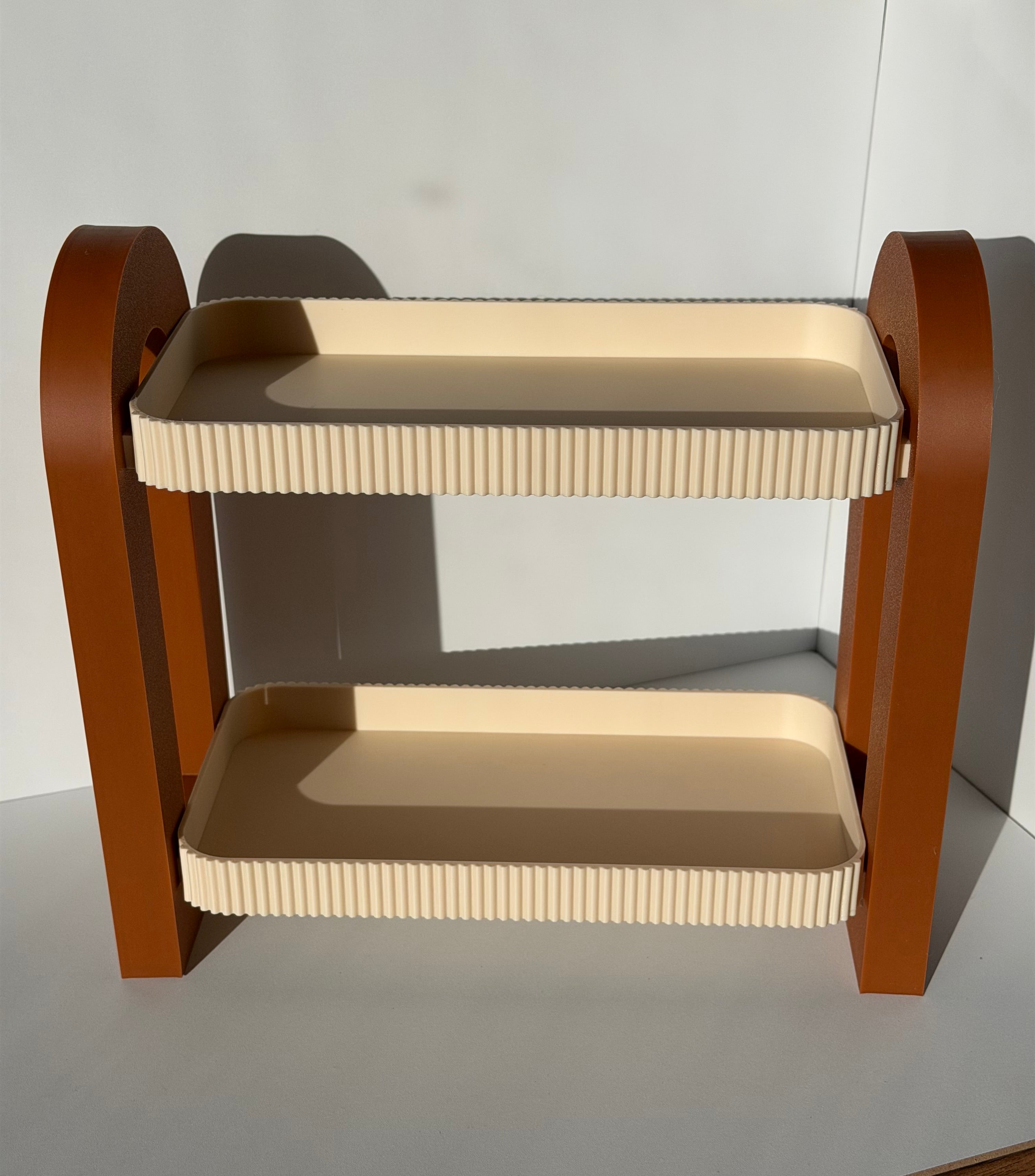 Modern Two-Tier Organizer Tray – Beige & Brown