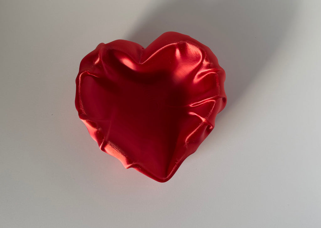 Silk Heart Jewelry Dish – Romantic Red