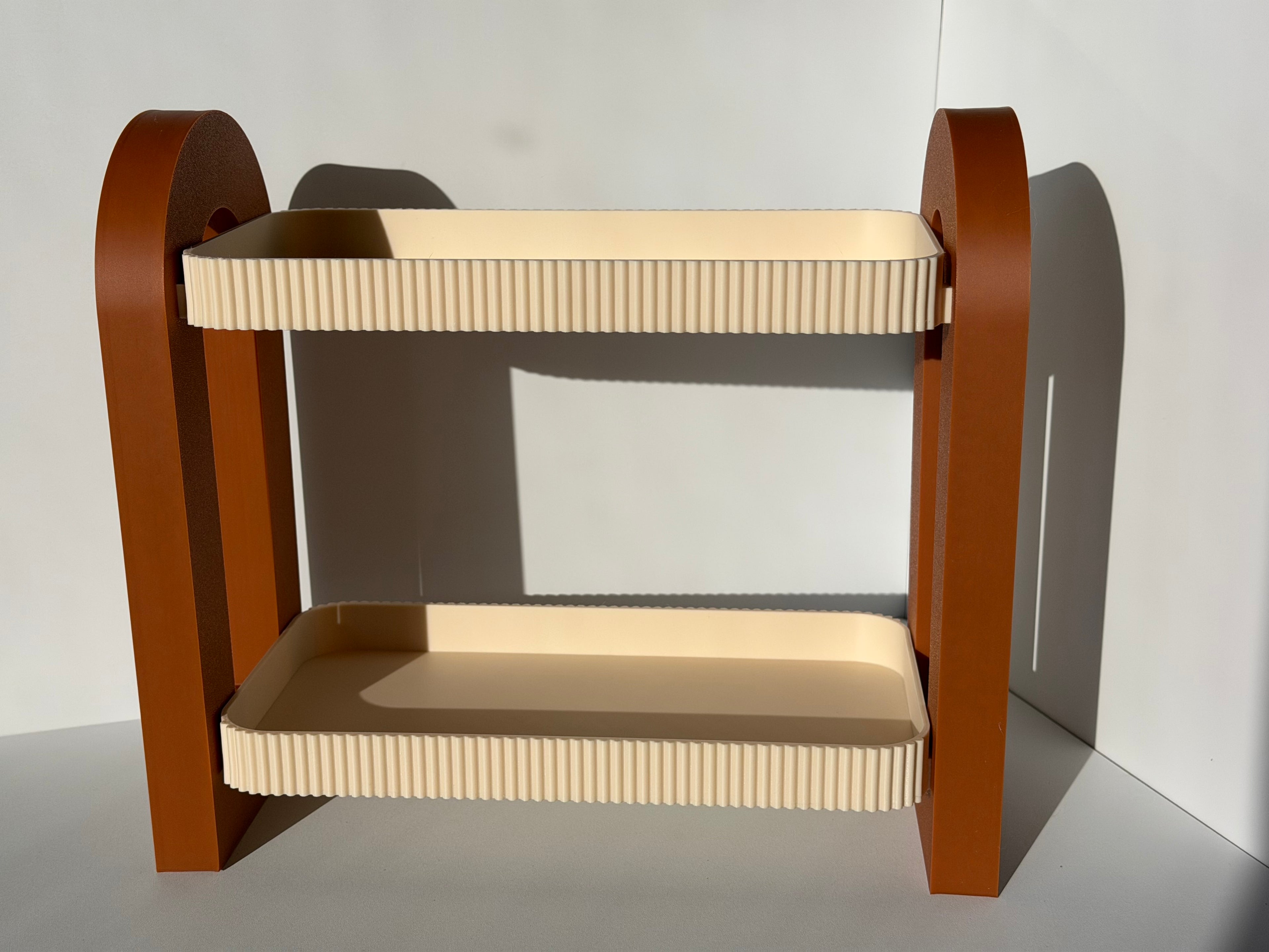 Modern Two-Tier Organizer Tray – Beige & Brown