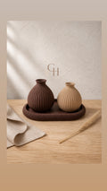 Minimalist Ribbed Vase Set | Modern Neutral Home Decor