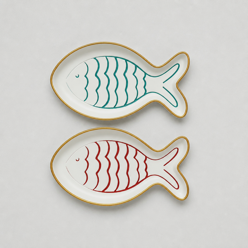 Coastal Fish Trinket Tray Set – Set of 2