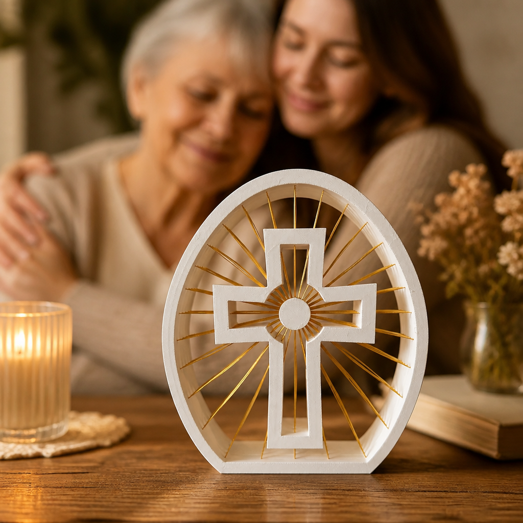 Christian Cross Sunburst Table Decor – Faith-Inspired Home Decoration